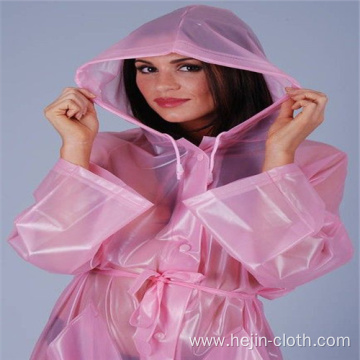 Translucent PVC adult raincoat with button